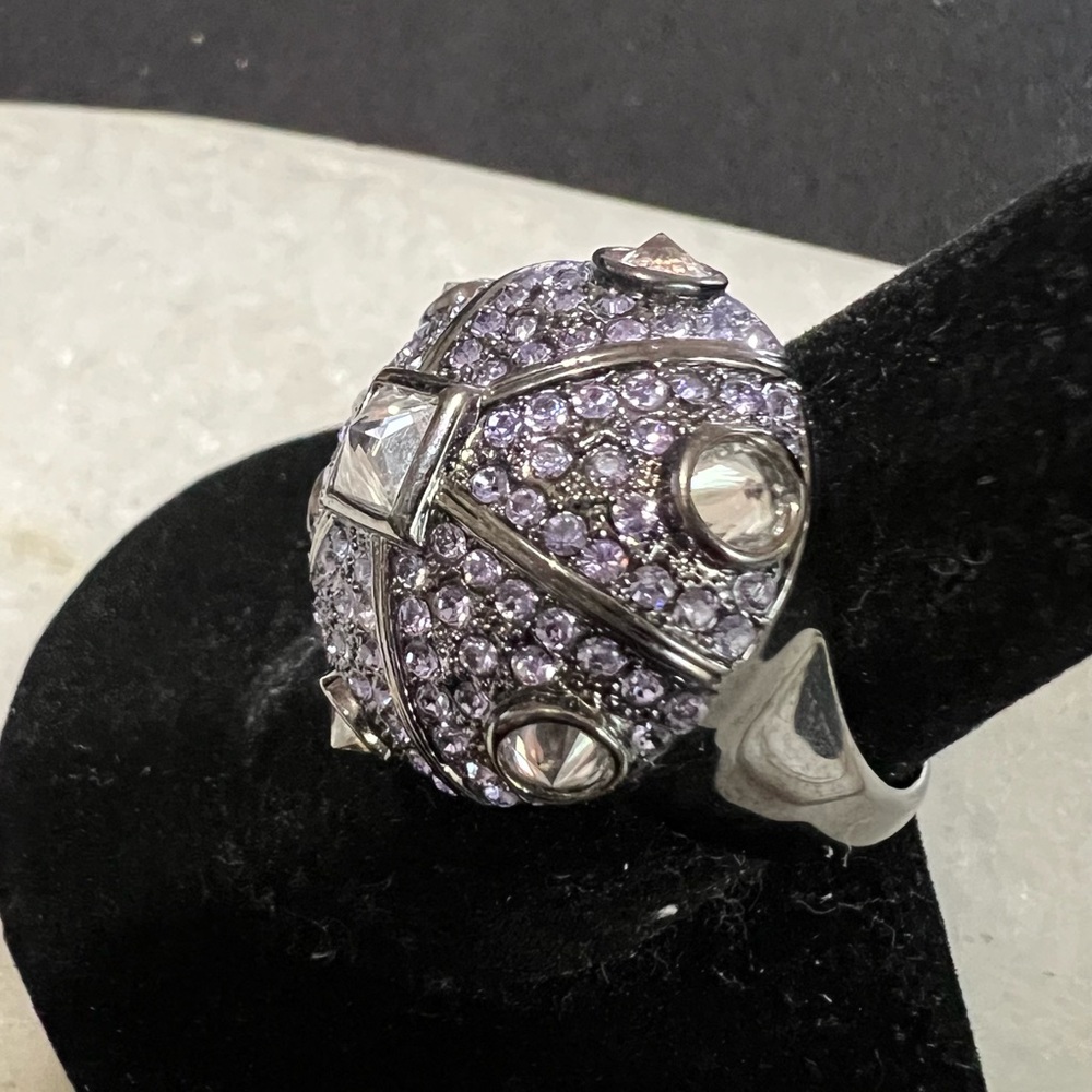 Purple & Clear Rhinestone‎ Dome Statement Ring - Picture 5 of 5
